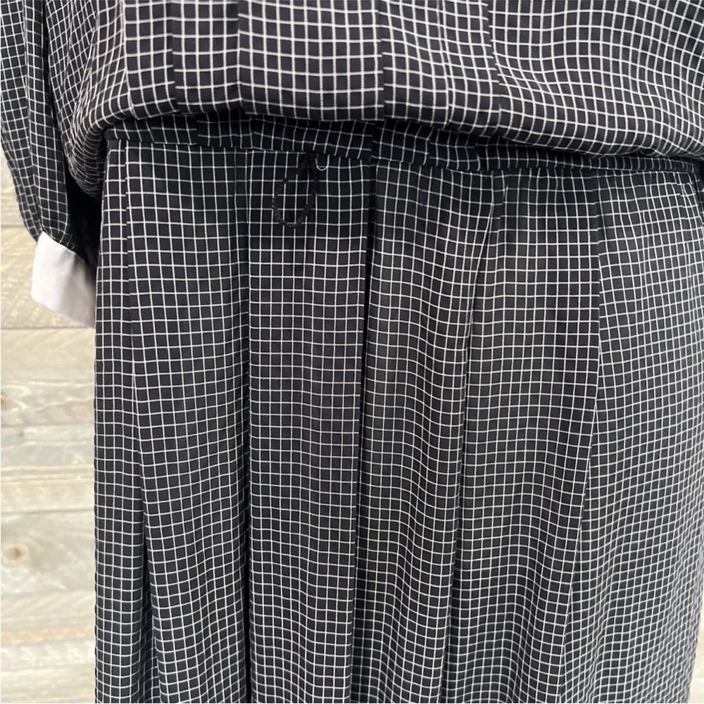 Vintage 80s Liz Roberts Peter Pan Collar Dress Size 16 Black White Belted - Picture 10 of 15